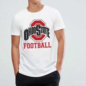 Retro Cotton Football Shirt – Vintage Ohio State-Inspired Buckeye Fan Tee
